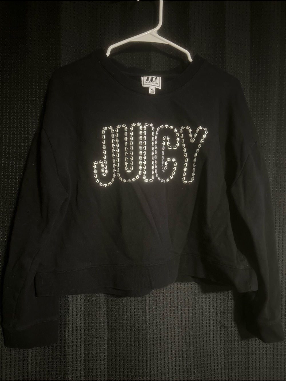 Juicy Couture Black Crewneck Sweatshirt with Crystal 'JUICY' Logo